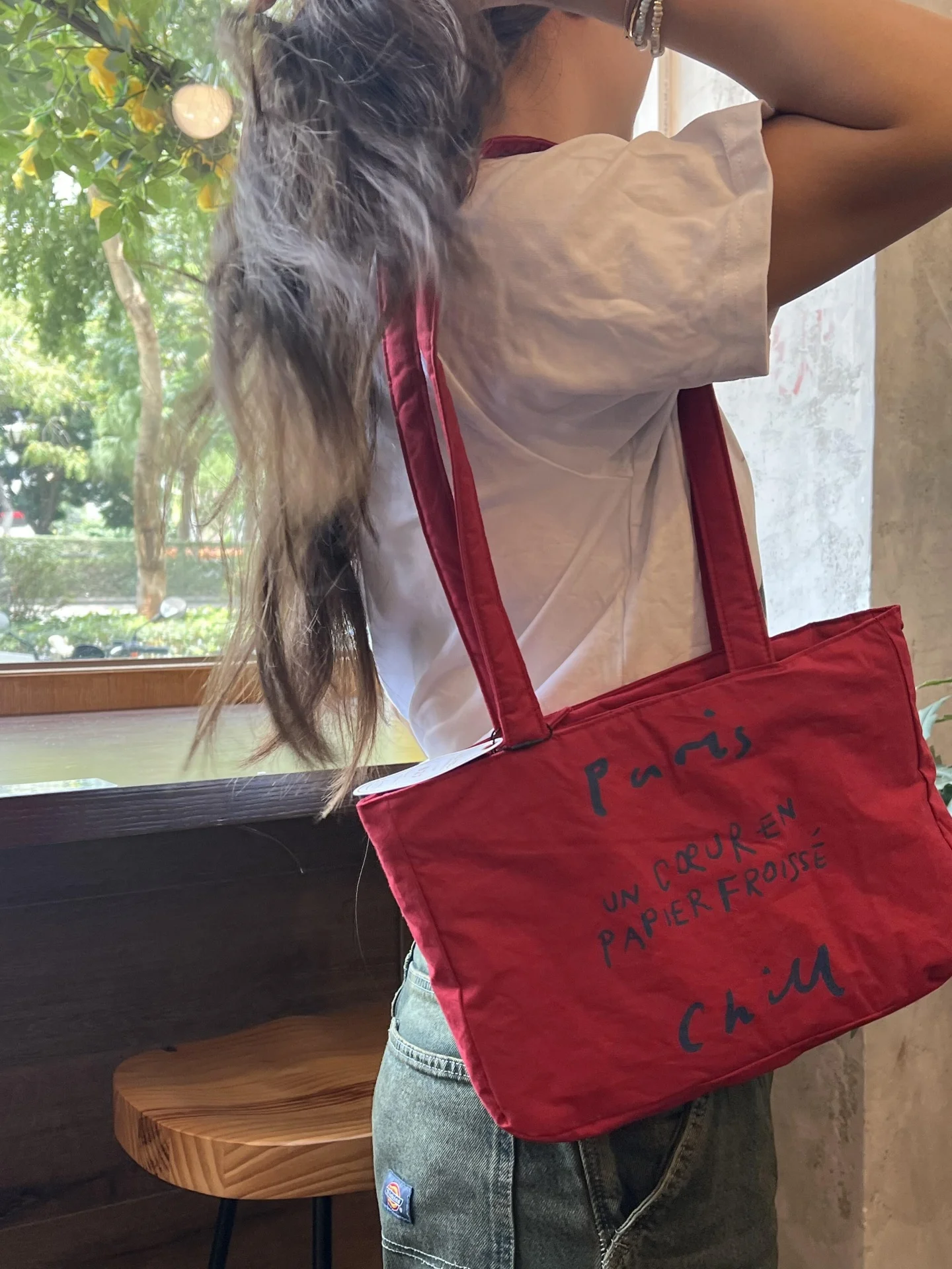 

Korean Sle Lazy Red Canvas oulder Handbag Women's Simple Casual Commuter Underarm Bag Tote Bag Soft Handle Zipper Closure