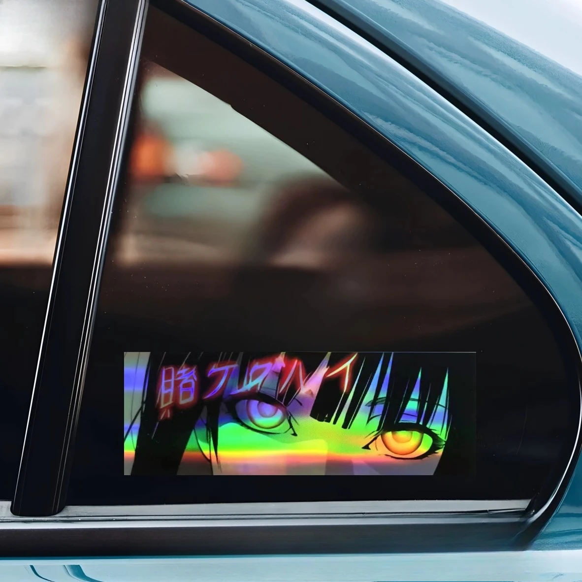 JDM Anime Eye Holographic Sticker Japanese Laser Reflective Vinyl Decal for Car Rear Window Laptop Manga Style Accessory