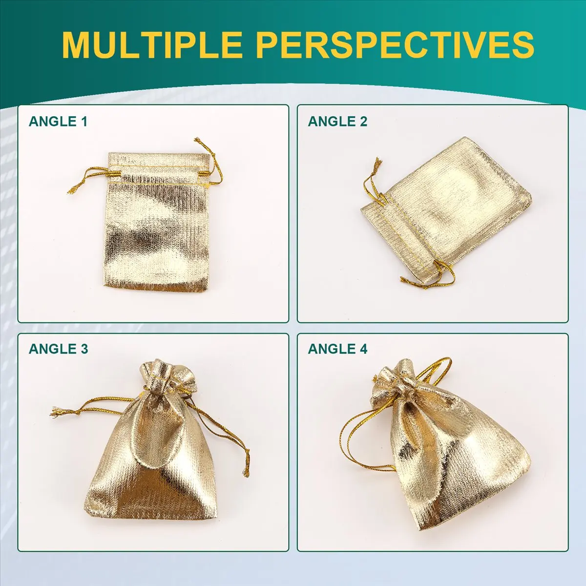 [N84R] 100Pcs Gold Foil Organza Bag Candy Gift Bags Wedding Party Favor Pouch Gift Packaging Bags Drawstring Pouch 7x9Cm