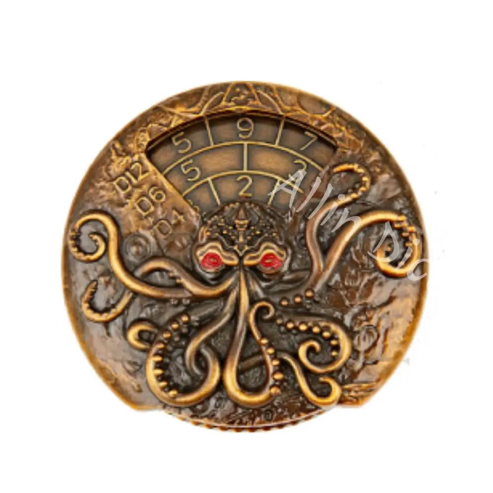 

Гироскопические кости с осьминогом на кончике пальца, вращающиеся кубики DND, металлические кости для рулетки с драконами, игральные кости для ролевых игр и драконов