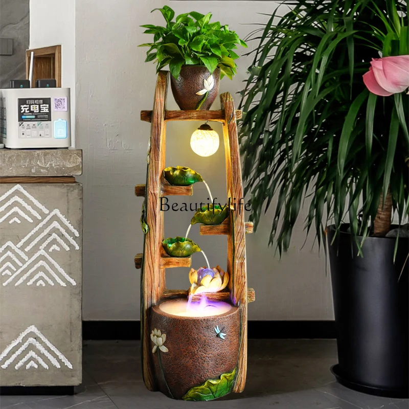 fountain ornament indoor circulation water generation wealth decoration floor-to-ceiling rockery fish tank landscape humidifier