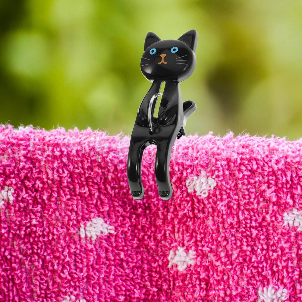 

8Pcs Cartoon Beach Towel Clips Cat Design Windproof Multi-Functional Clothes Clamps for Quilt Drying Chair Covers Holiday Travel