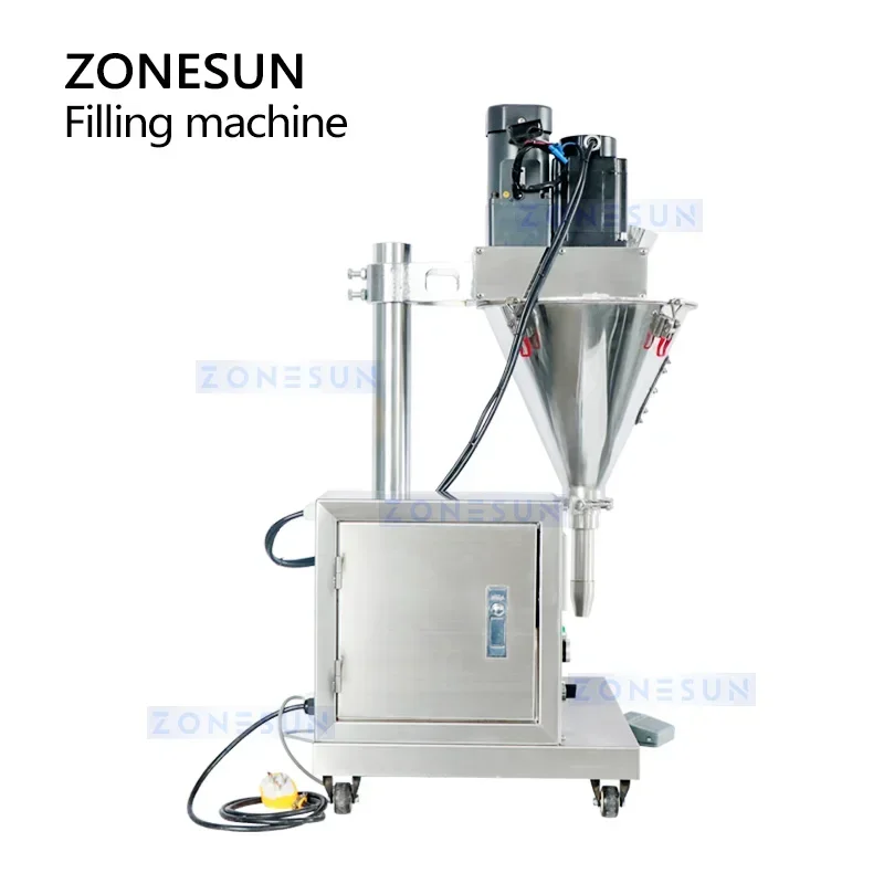 ZONESUN Semi-Automatic Auger Filler Milk Powder Dispenser Fine Matcha Dry Powder Filling Machine ZS-FM100S