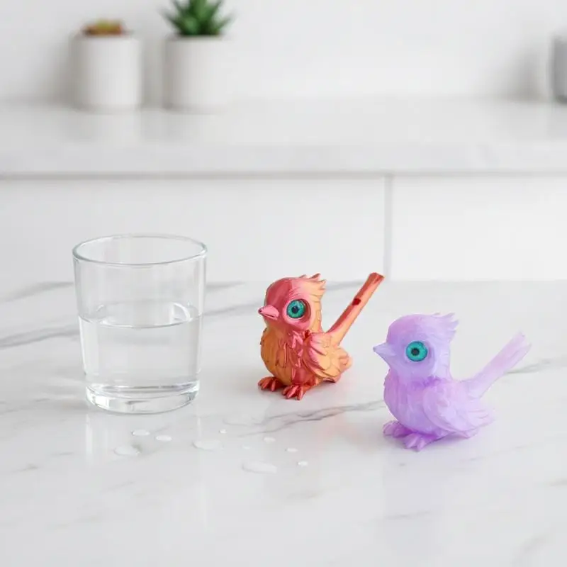 Novelty 3D Printed Bird Sound Whistle Gradient Simulation Bird Figurine for Outdoor Travel Kids Collectible Gift