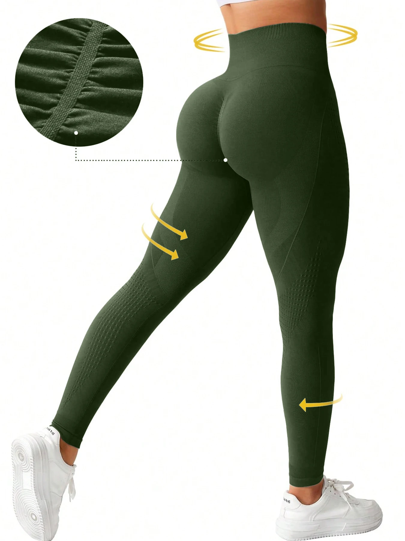 Damen-Leggings, nahtlos, pfirsichfarbene Hüft-Yogahose für Damen, hohe Taille, Taille und hüfthebende Fitnesshose