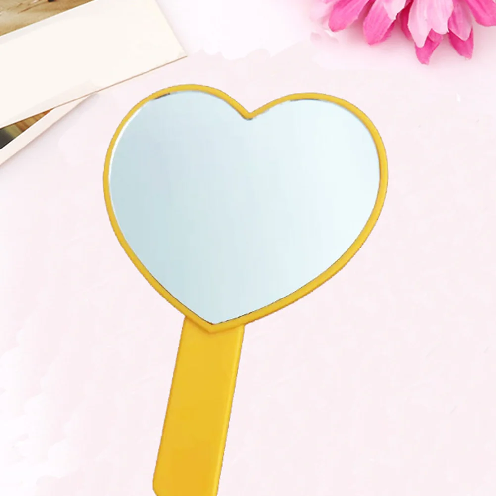 

2Pcs Heart Mirror Portable Small Handle Compact Durable Makeup Mirror Exquisite Gift for Women Portable Mirrort