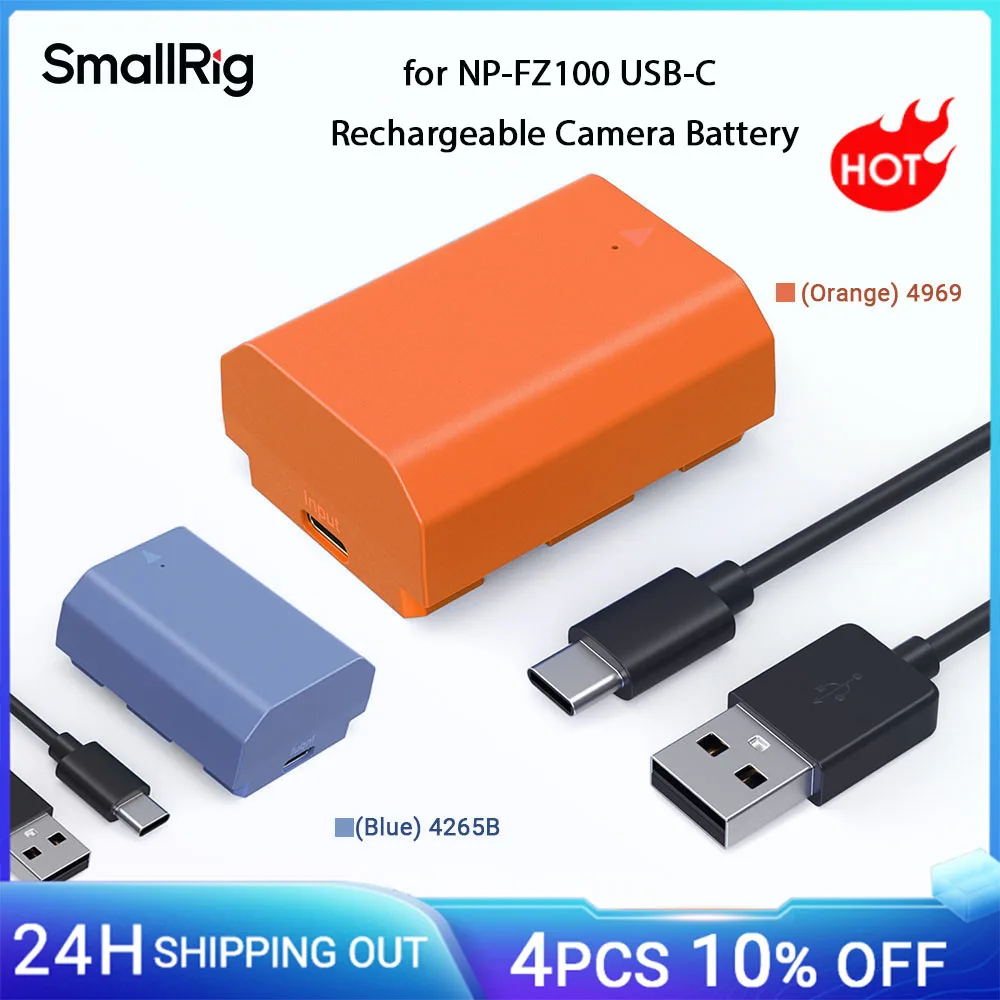 SmallRig for NP-FZ100 USB-C Rechargeable Camera Battery for Sony A7R III/A7R IV/A6700/ A6600/FX3 / FX30/ ZV-E1 / ZV-E10 II -4969