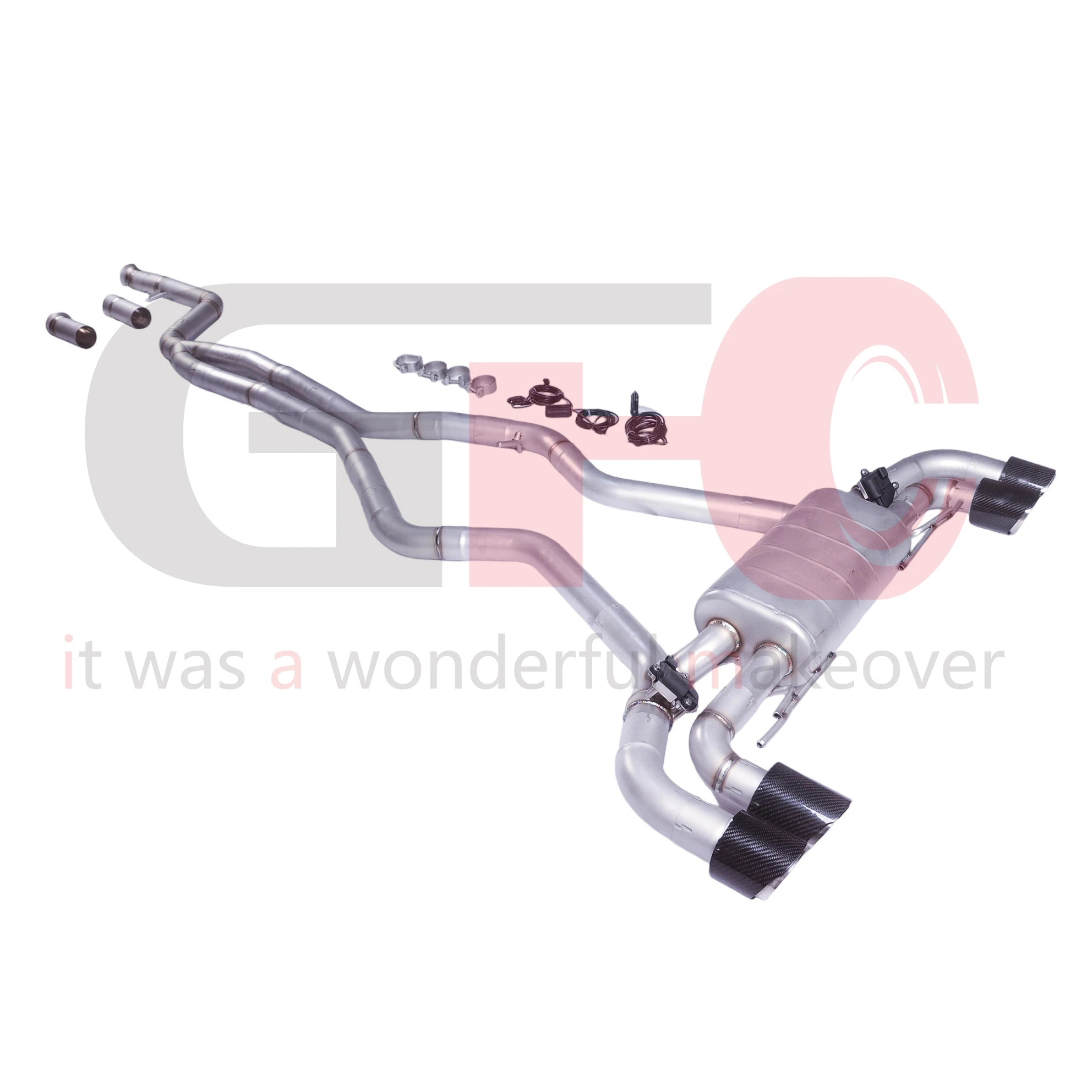 For the BMW M340I M440I G20 G22 G21 3.0T Catback Exhaust System, the Car Has a Valved Muffler. It Features 4 Carbon Fiber Tips.