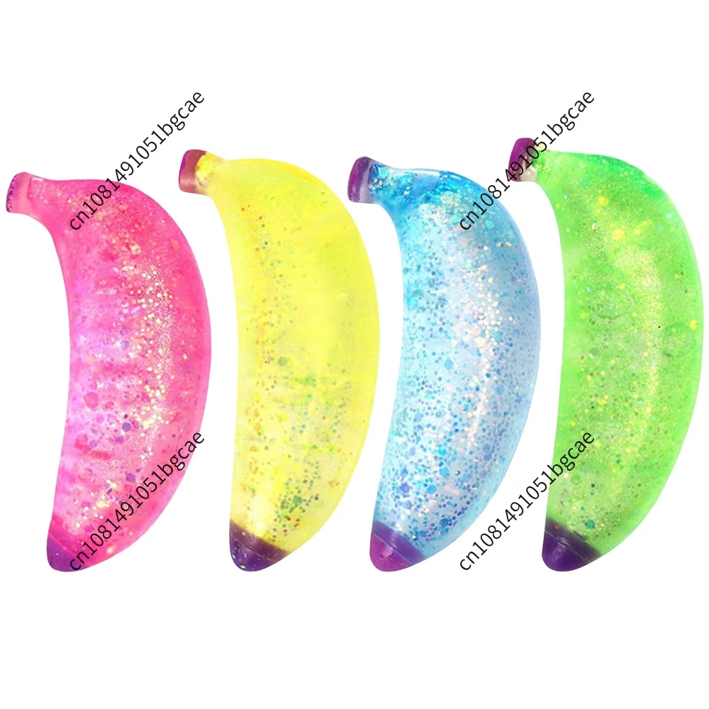 Glitter Banana Slow Rising Stress Ball Fake Banana Fruit Squeeze Toy Squeeze Ball Easter Basket Stuffers Party Favors for Adults