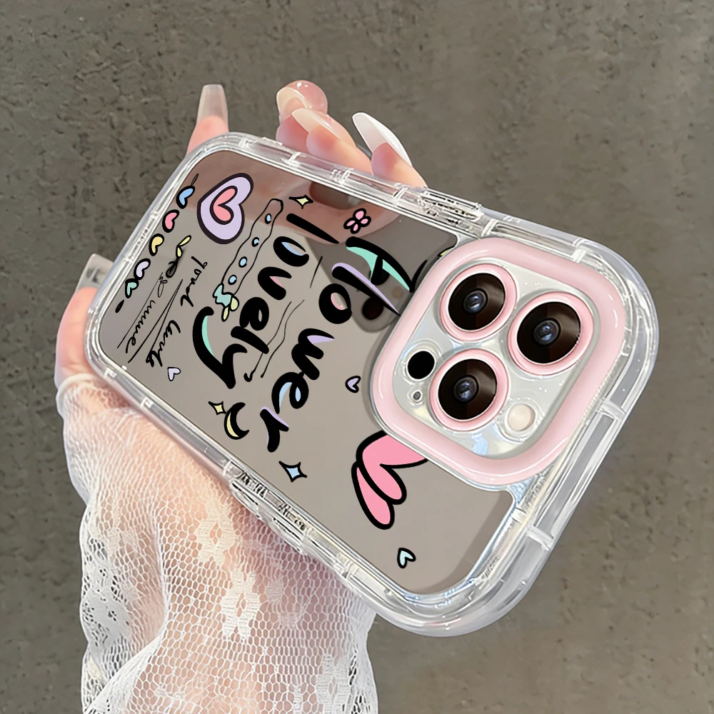 Kreative Herz-Graffiti Air Cushion Spiegel-Handyhülle für iPhone 17 15 14 16 Pro Max 13 12 11 Pro X XR XS 7 8 Plus 17Air Cover – Detail 10