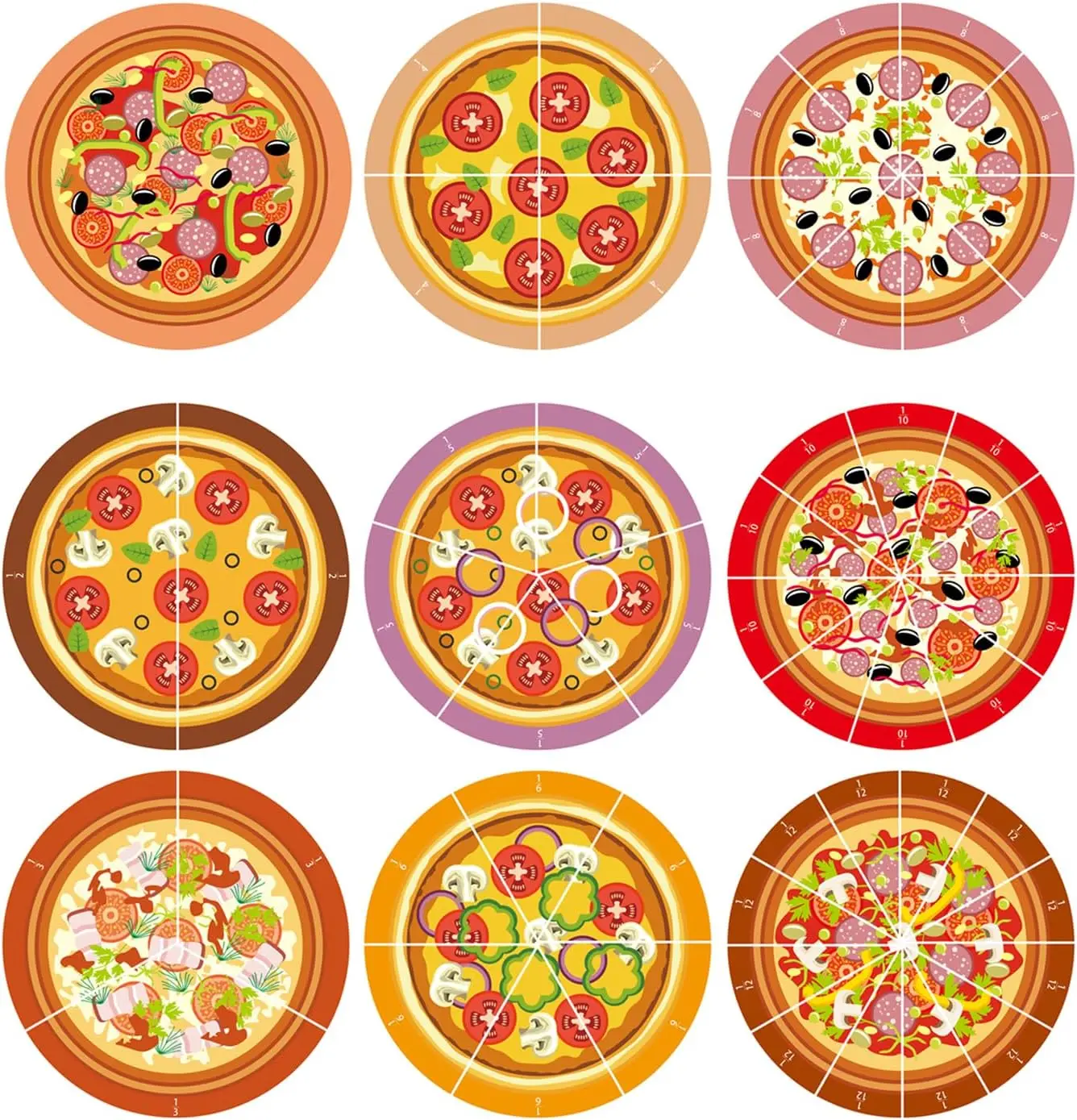 Pizza Fraction Set Classroom Math Learning Tool Pizza Fraction Learning Visualization Card Multi-Player Challenge of Homeschool