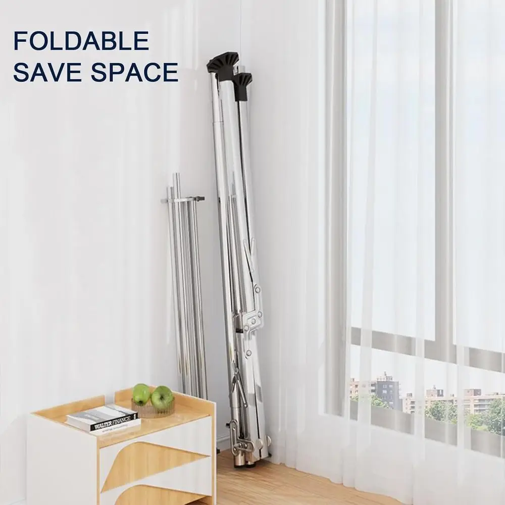 Space-Saving Indoor Stainless Steel Clothes Drying Rack, Foldable, 60kg Capacity, 200cm Length