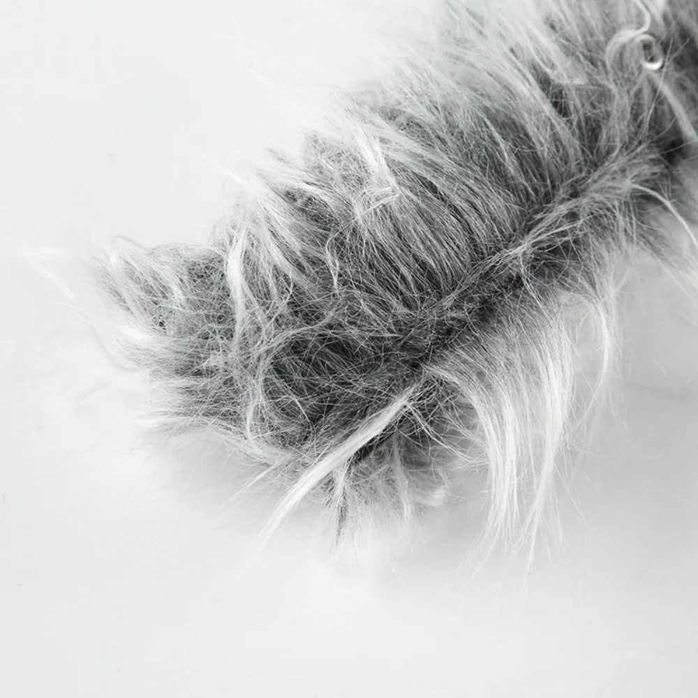 Cinturón largo Retro Vintage gris para decoración de vaqueros, cinturón de piel sintética de Hip-hop Y2K, pretina peluda elegante, accesorios de cintura