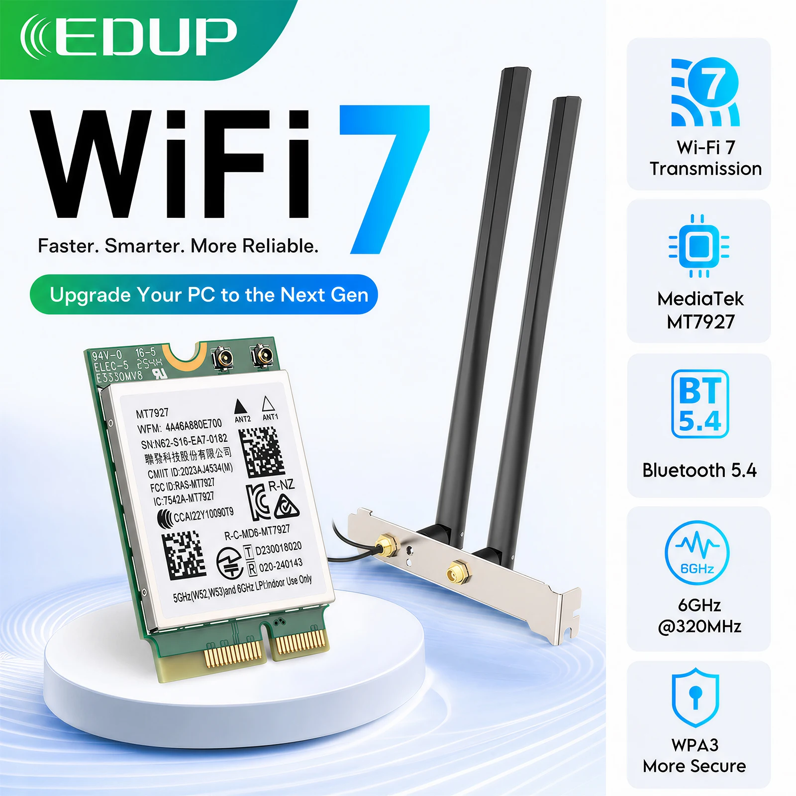 adaptateur-wifi-7-pcie-edup-mt7927-pro-tri-bande-24g-5g-6ghz-9334mbps-mlo-antennes-6dbi-bt54-wpa3-pour-pc-de-bureau-win11-linux