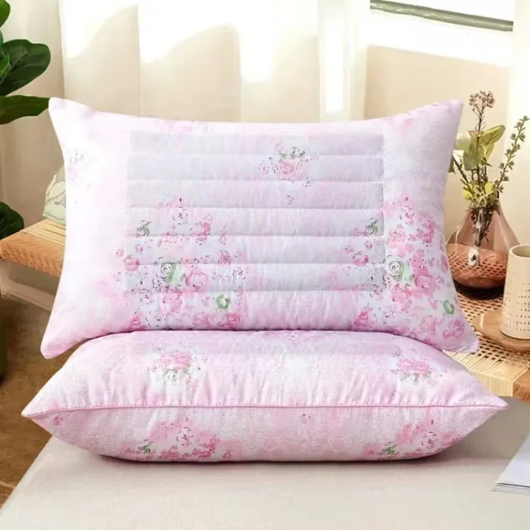 Pink Flowers Buckwheat Bounce Back Pillow Soft Comfortable Bedroom Bed Sleep Pillow 5star Hotel Home Single Adult Pillow