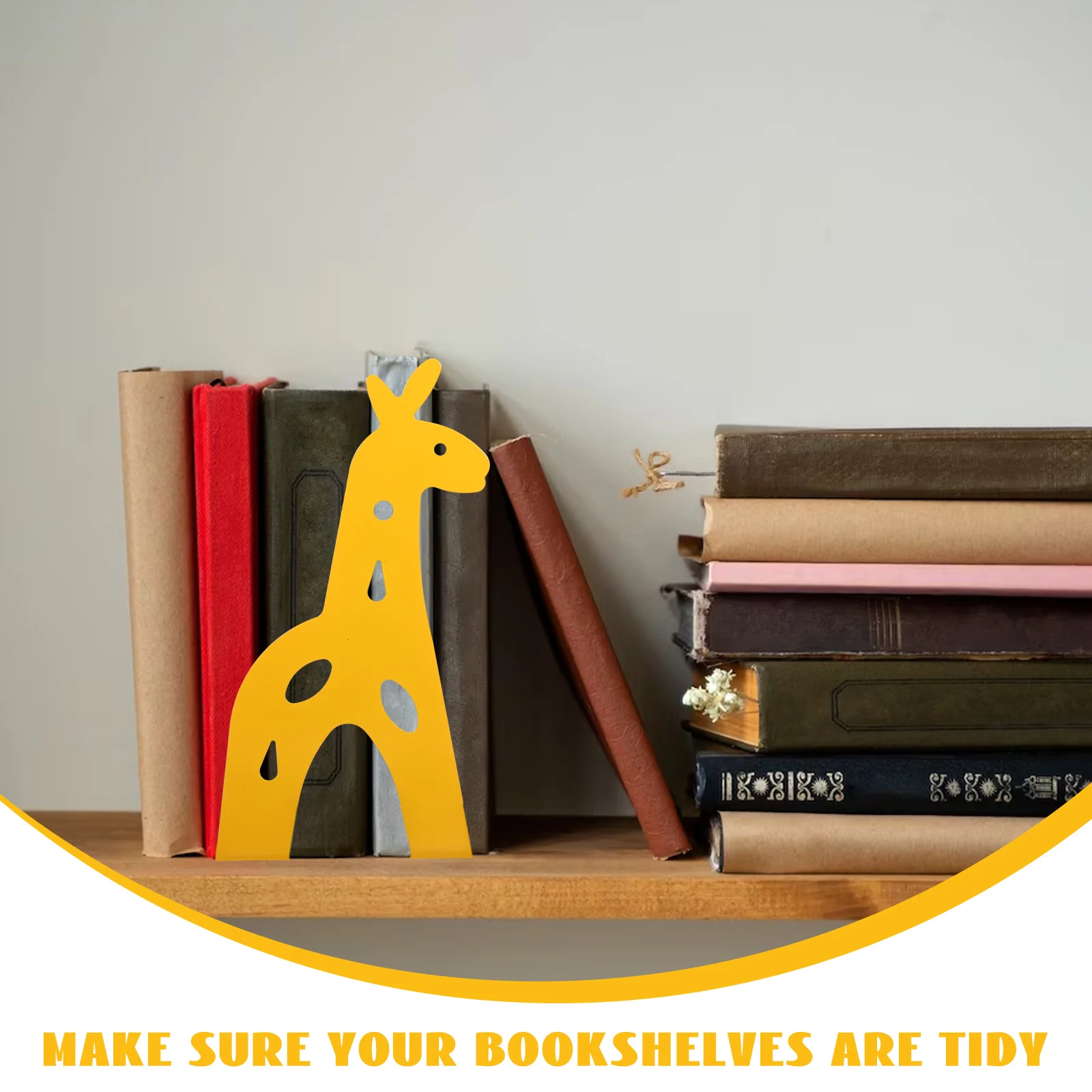 

1 Pair Giraffe Bookends Metal Modern Non-Slip Base For Shelves Books Magazines Files Cd Organizer Home Office Classroom Library