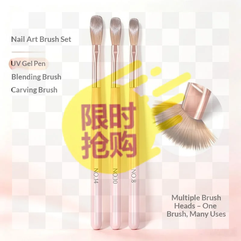 【HBA】3Pcs Pink Wooden Rod Nail Art Crystal Pen Nail Brush Nail Art Pen Special Nail Art Set Nail Care Manicure Tools