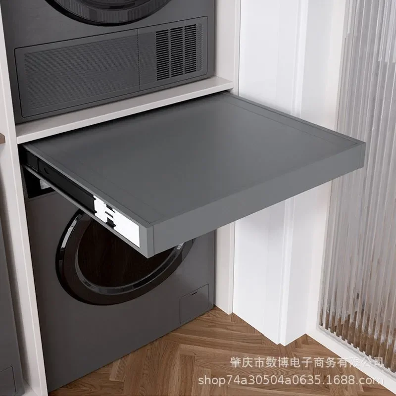 Retractable Pants Hanger Built In Storage Rack For Washing Machine Top Invisible Folding Board Balcony Space Saving Organizer