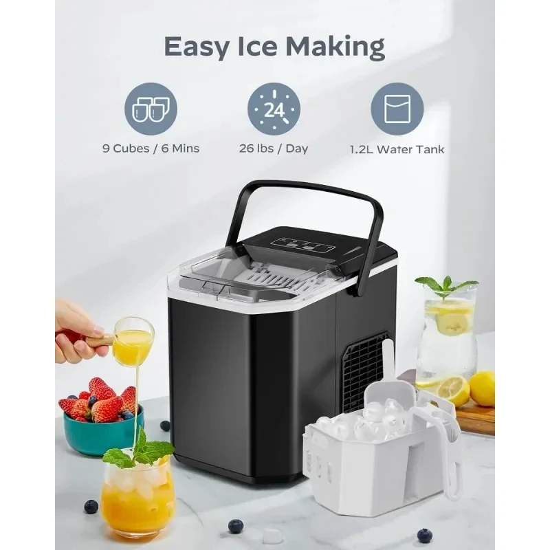 Ice Maker Countertop Portable Self Cleaning Basket and Scoop Great for Home Kitchen Camping RV