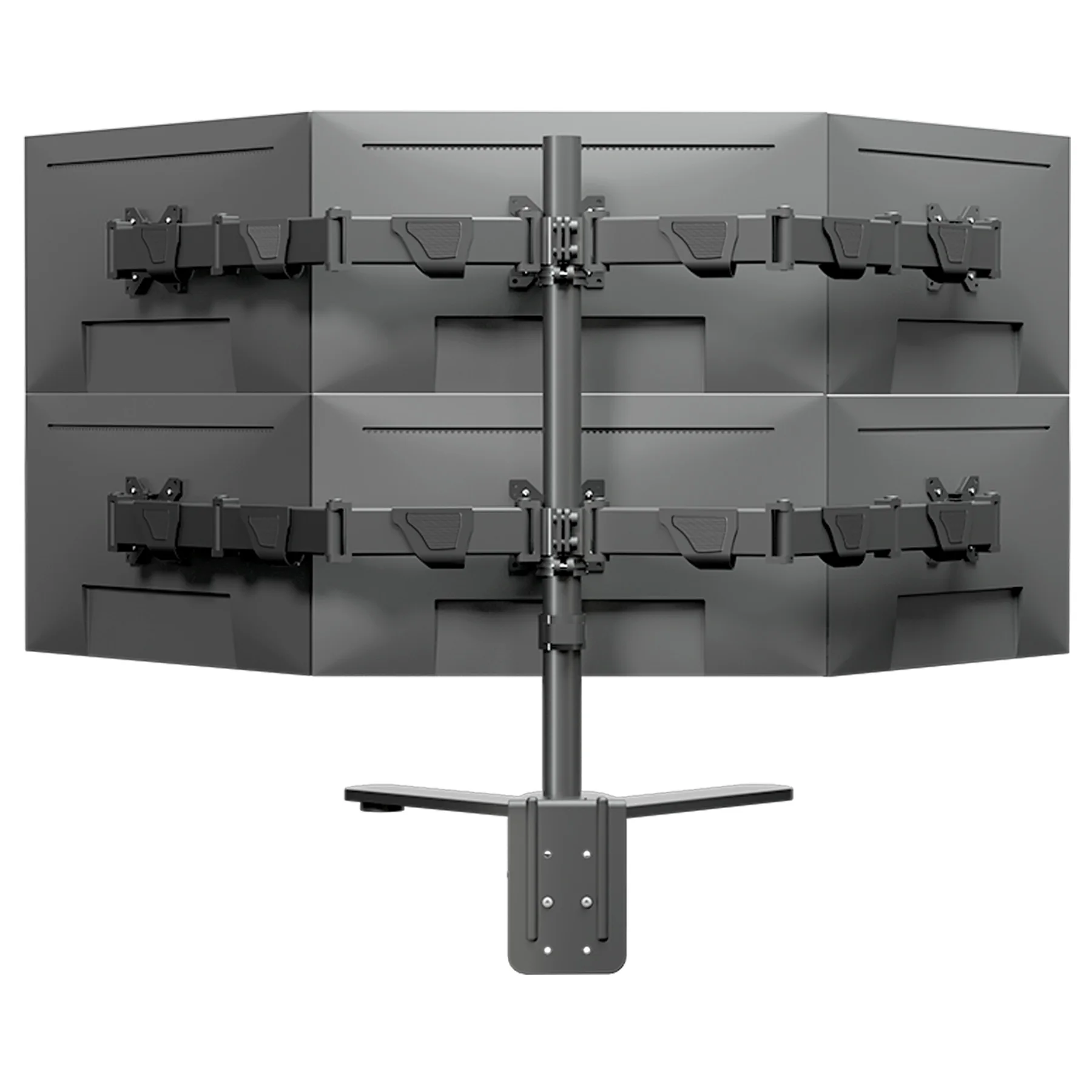 32 Inch Six-Screen Monitor Arm Up/Down Height Adjustment Rotating Swivel Arm Base Mount for Game Studio-Aluminum Alloy Black