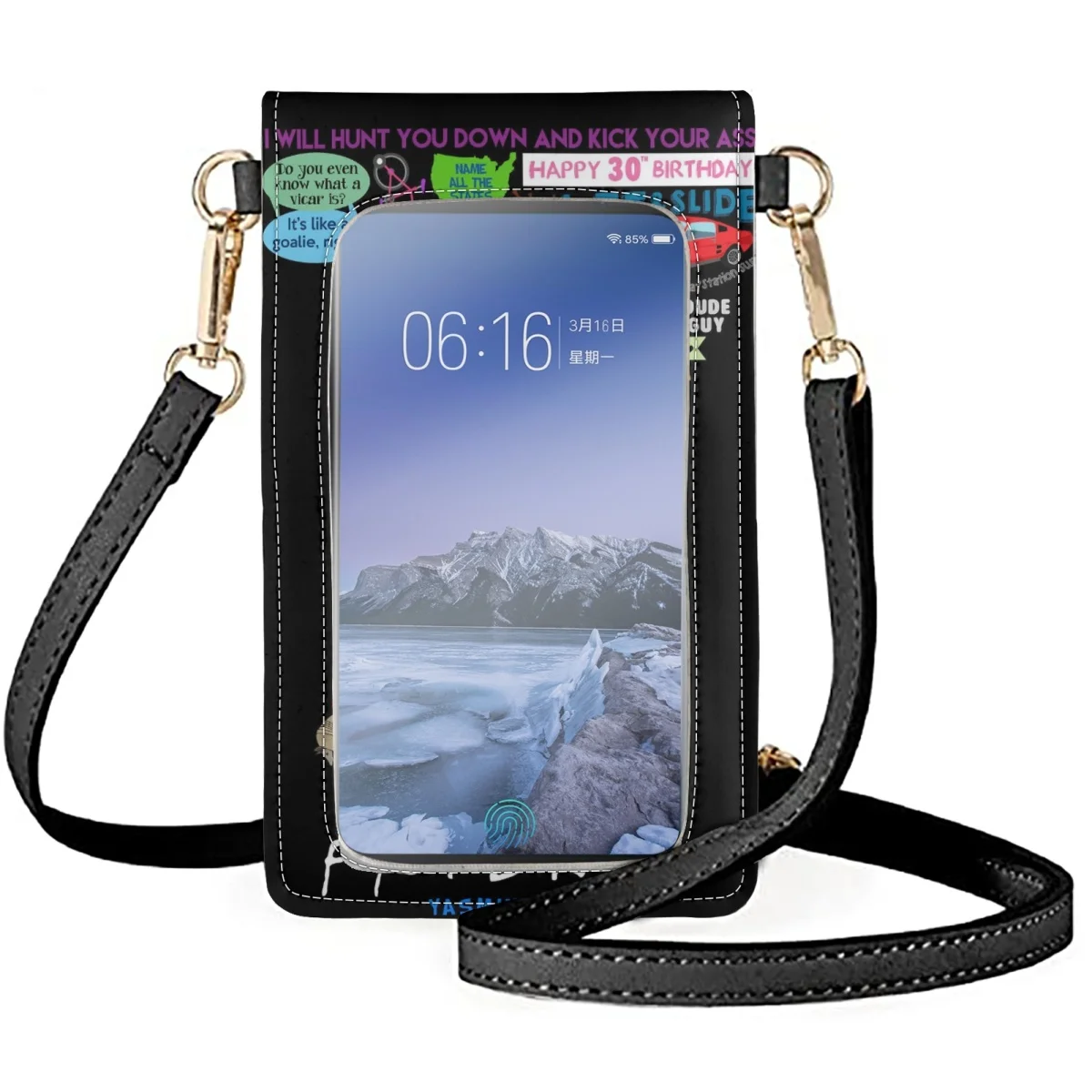 FORUDESIGNS Leather Mobile Phone Bag Universal Friends Theme Design Shoulder Messenger Girls Matching Decorative Bags Pouch