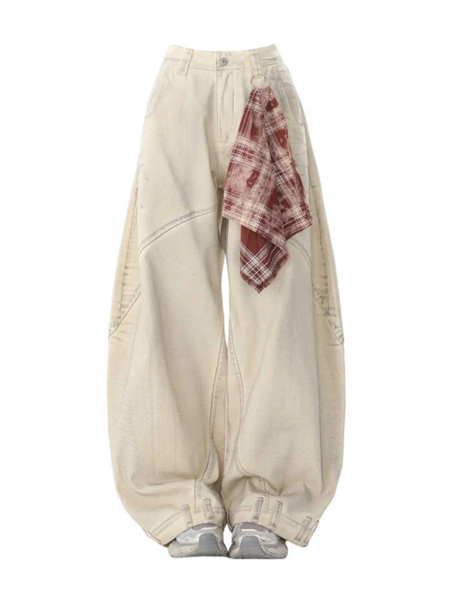 

Women's Apricot Wide Jeans Vintage Harajuku Y2k Baggy Denim Long Pants Japanese 2000s Style Denim Trousers Oversize Clothes New