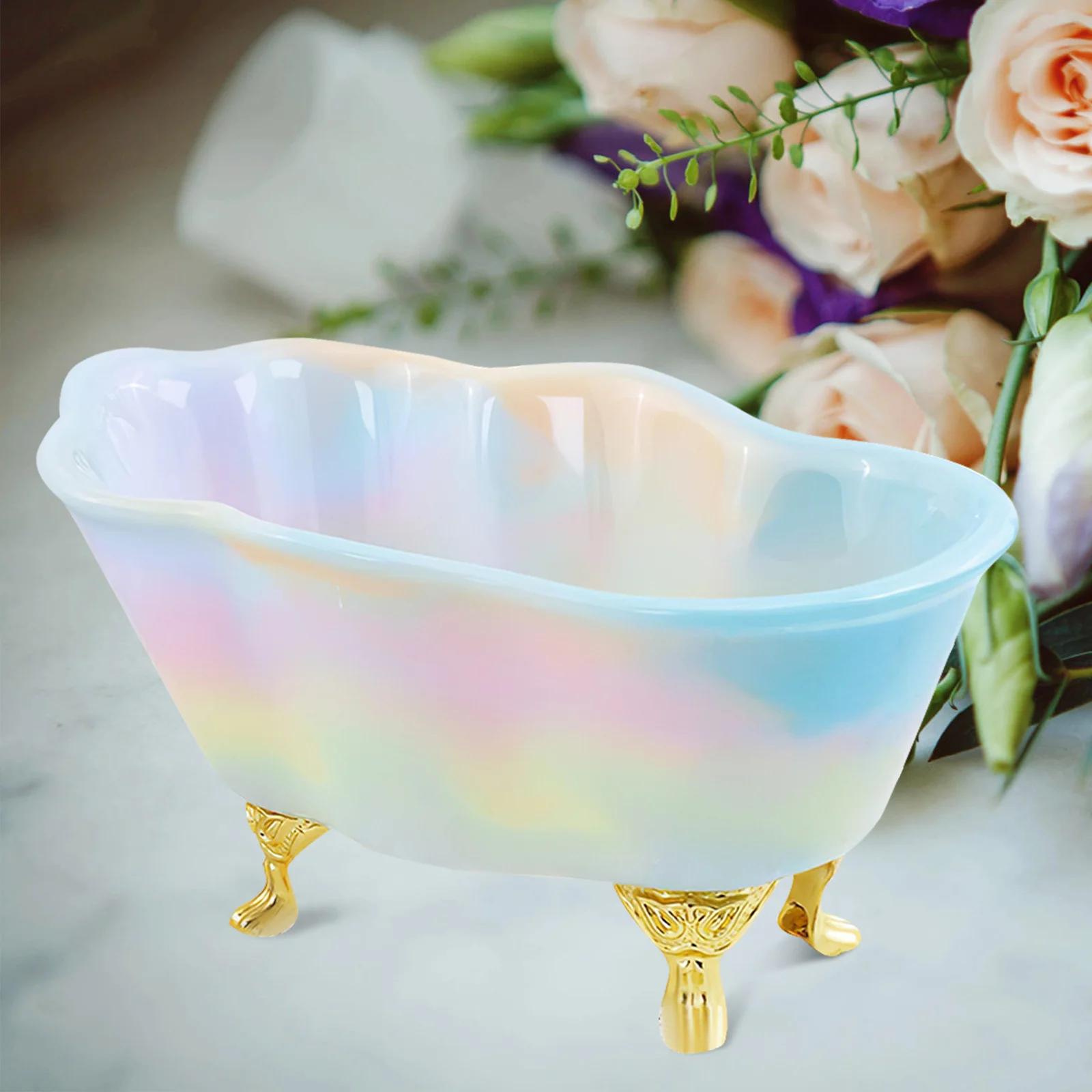 

Silicone Bathtub Resin Mold Set Bathtub Support Legs Screws Epoxy Casting Crafts DIY Storage Container Decorate