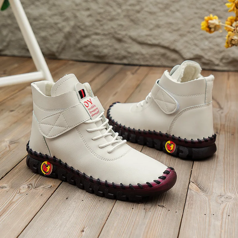 

Women's Winter High Top Cotton oes Fce Lined Handmade Flat Bot Soft Sole Comfortable Casual Footwear for Mothers