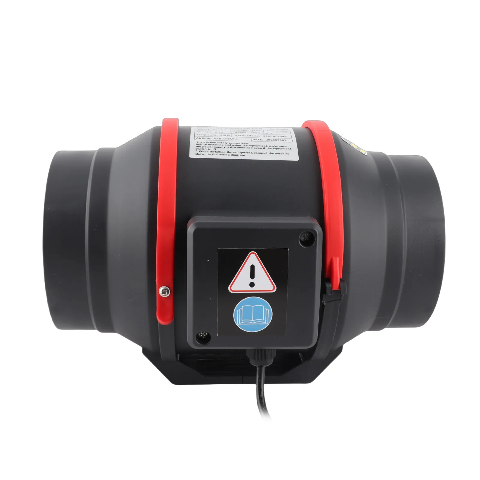 Vent Booster Fan Inline Duct Fan 6in Quiet Air Vent Booster Fan for Grow Tent Planting Indoor Place Ventilation Single Speed 80W