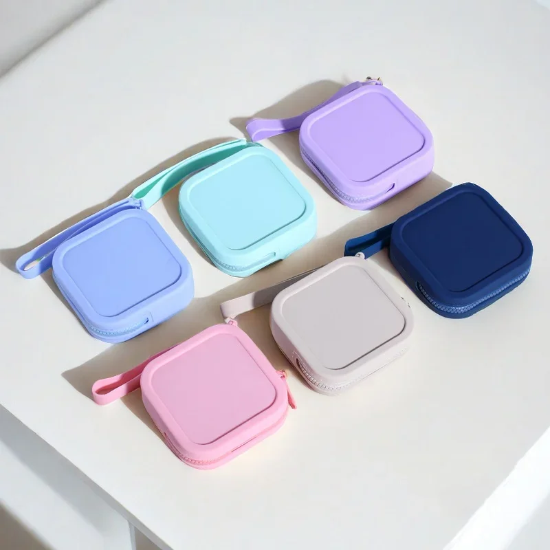 Silicone Waterproof Zipper Organizer Bag - Multi-function Small Square Bag for Coins, Cosmetics, Earphones & Wallets
