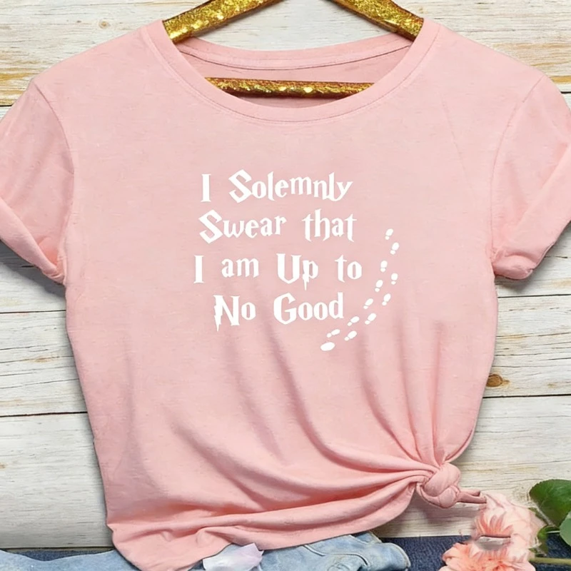 ICH Feierliche Schwören Brief Crewneck Print T Shirt Frauen Kurzarm Lose Beiläufige Sommer T Shirt Tops Kleidung Camisetas Mujer