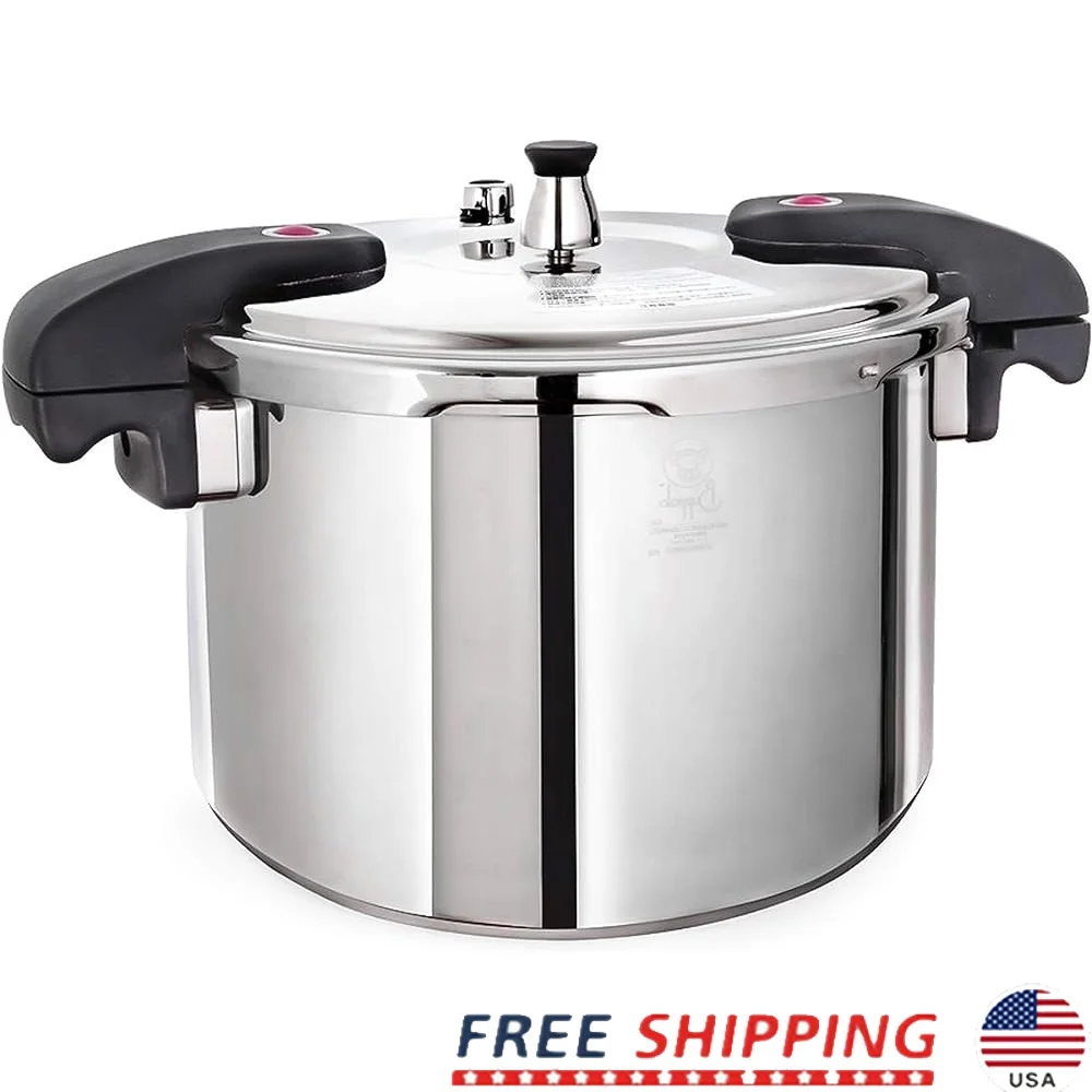 

Large 12 Quart Stainless Steel Pressure Cooker Canning Pot Safe Easy Clean Induction Compatible Cookware Home Commercial Use
