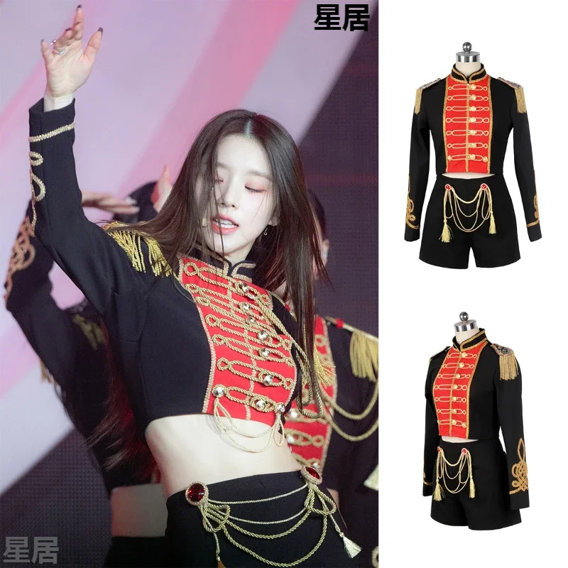 ใหม่เกาหลีนักร้องเชียร์ลีดเดอร์เครื่องแต่งกายผู้หญิงกลุ่มนักเต้นแจ๊สชุดเวทีเทศกาลเสื้อผ้า Rave สวมคอนเสิร์ต Hip Hop เสื้อผ้า