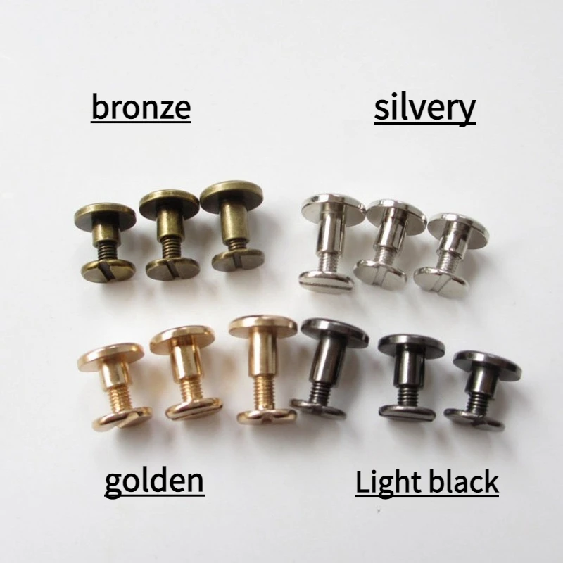 Flat Belt Screws Luggage Leather Craft Nail Rivets Brass Gold Silver Solid Female Rivet Slotted Stud Head
