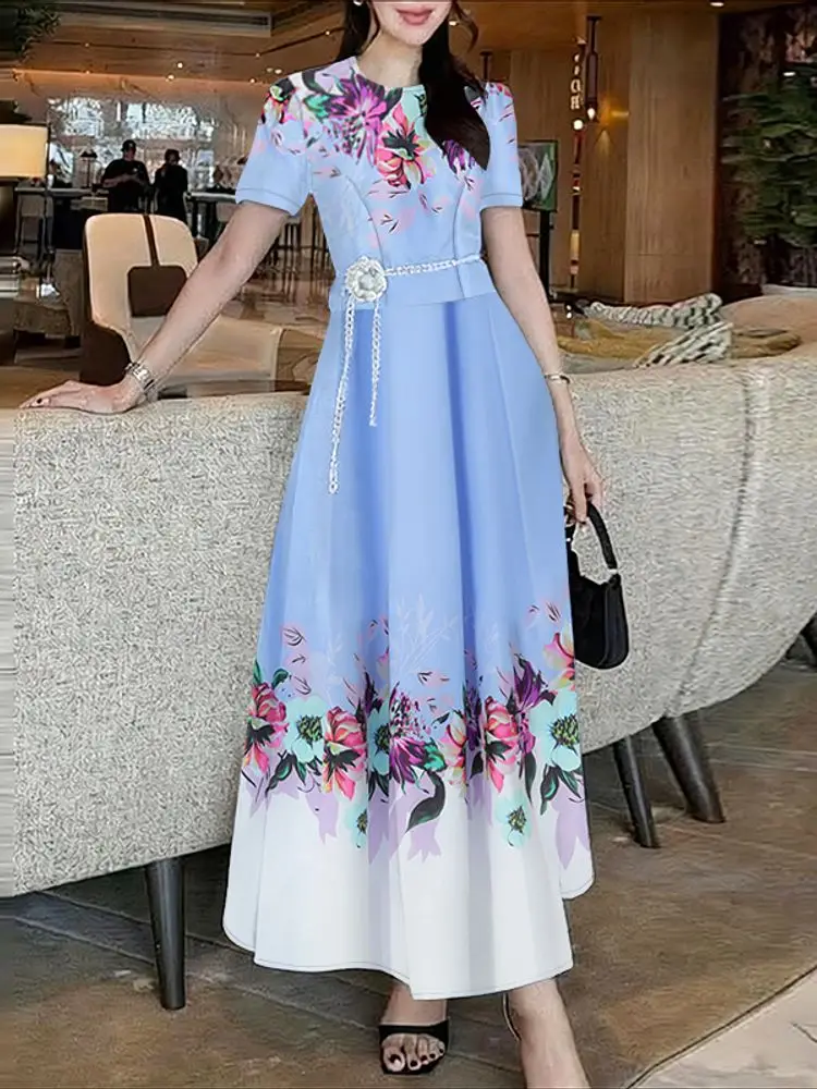 ZANZEA الأزهار المطبوعة تنورة مجموعات المرأة قصيرة الأكمام بلوزة قصيرة و ألف خط التنانير الطويلة 2 قطعة الدعاوى أزياء المرأة وتتسابق #1