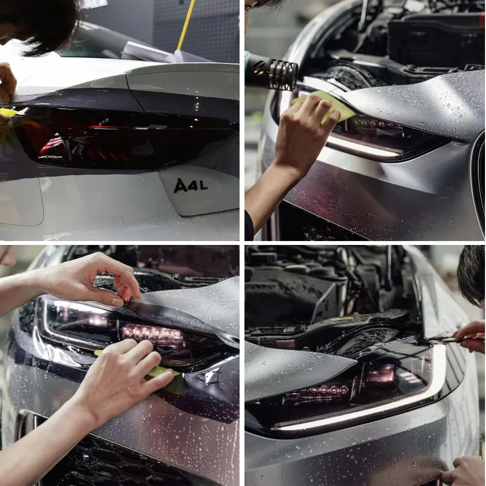 40X200cm Car Headlight Taillight Tint Smoke Black PVC Films Cars Headlight Tailing Lamp Tint Waterproof Sticker Auto Accessories view 6