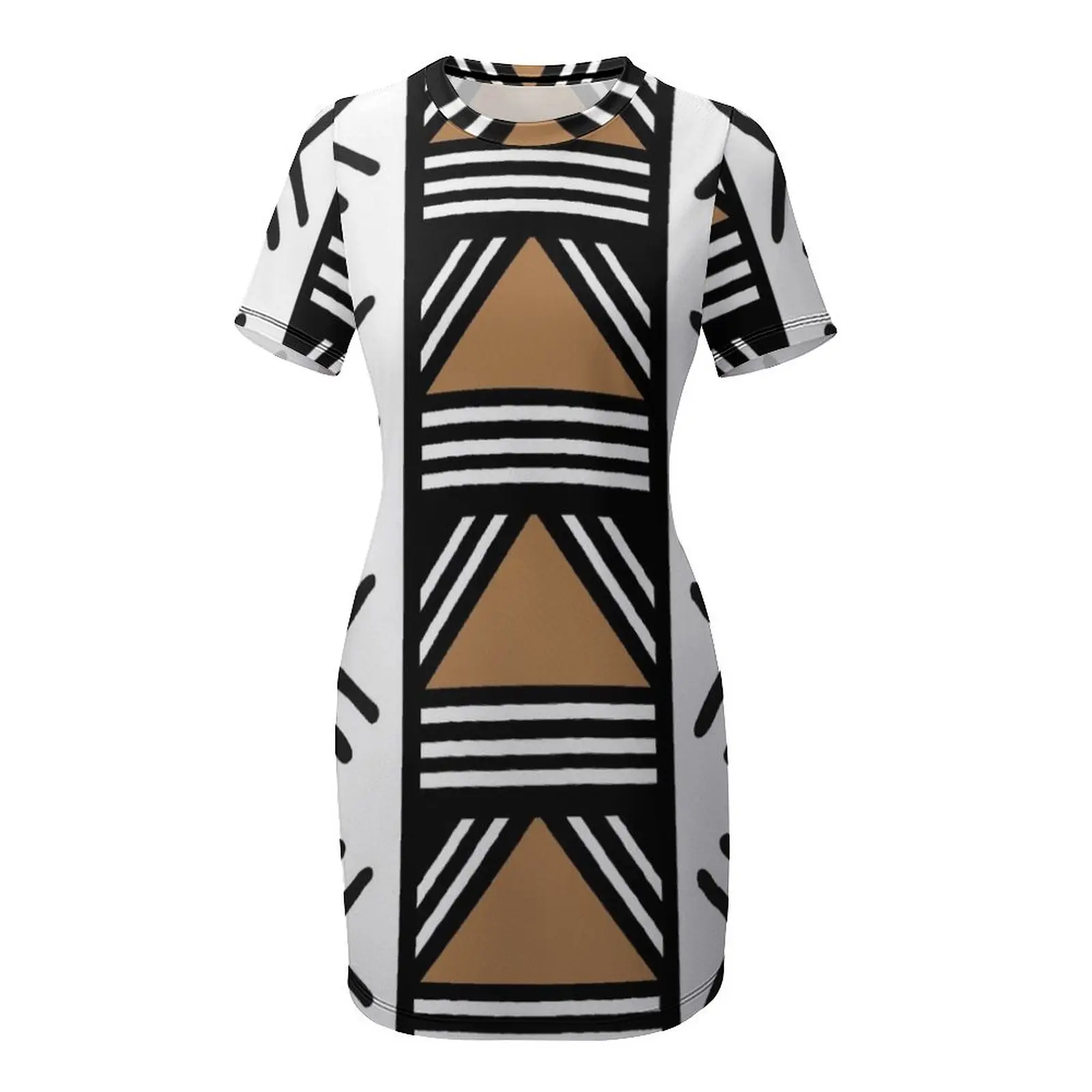 African Tribal Bogolan Pattern Short Sleeved Dress Long dresses Summer women's clothing summer dresses womens 2025 Dress