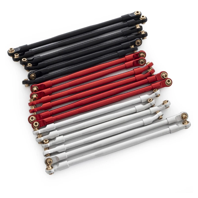 1pc Aluminum Upgrade Tie Rod Parts 124mm-174mm Red/Silver/Black For RC 1/10 SCX10 D90 RC4WD Axial Track