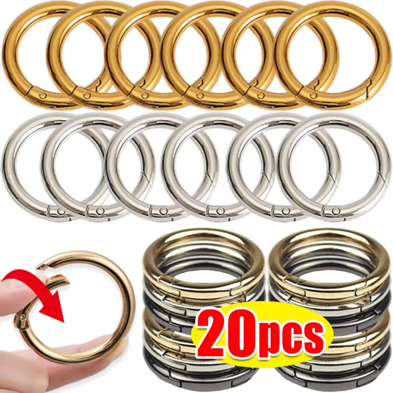 10-20pcs Metal O Ring Spring Clasps for DIY Jewelry Openable Round Carabiner Keychain Bag Clips Hook Dog Chain Buckles Connector