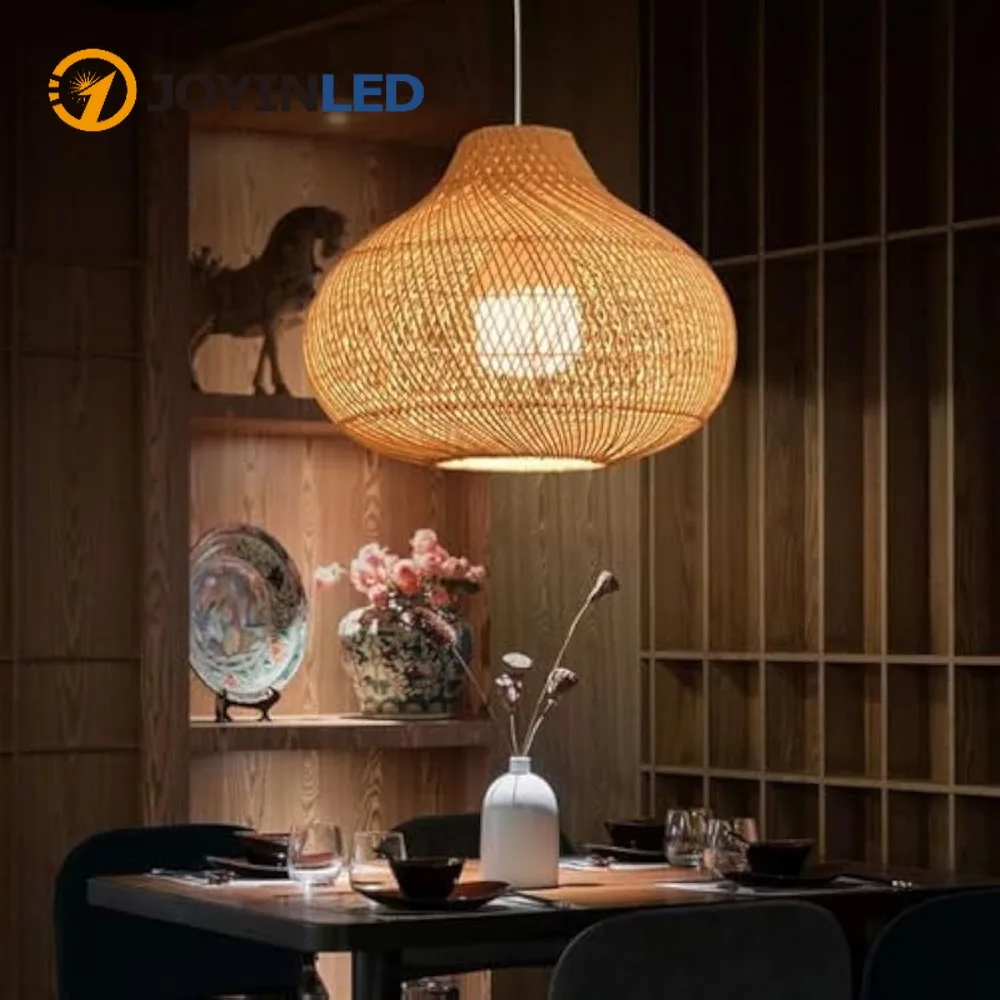 

Beige/Black Handmade Rattan Art Pendant Lights 1-Light 35/40cm E27 Rattan Woven Lampshades Home Decor Hanging Chandelier Lamps