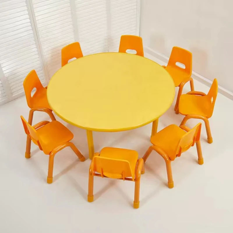 Kids Daycare School Round Shape Preschool Table Kindergarten Furniture Art Classroom Table For Kids With Chairs
