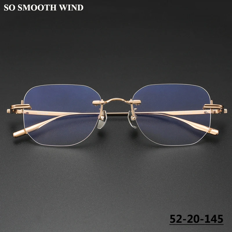 

Очки без оправы из чистого титана, ультралегкие деловые очки для мужчин и женщин, модные очки без оправы в форме многоугольника, золотые качественные очки