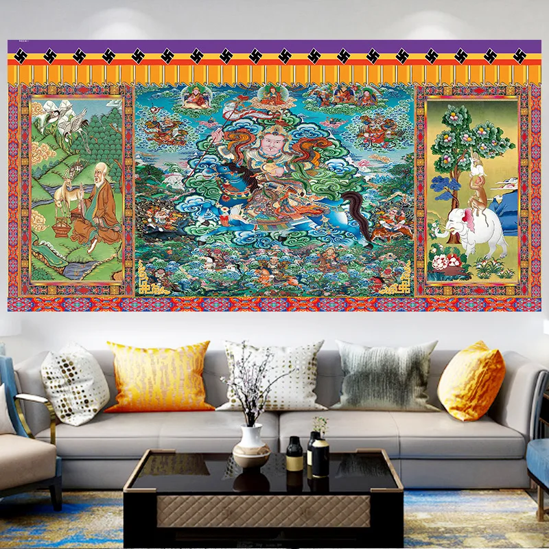 Tibetan Buddhist Thangka Tibet Buddhist FrescoLiving Room Decoration Bedroom Living Room Hanging Cloth Lobby Dormitory Tapestry