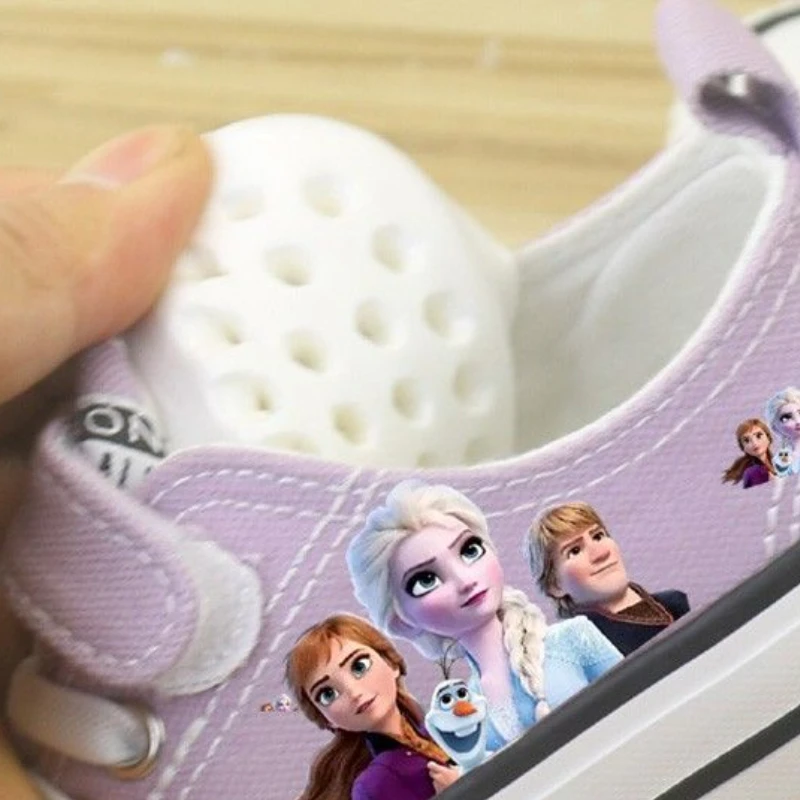 Disney buty dziewczęce letnia wiosna dziecięce płócienne buty księżniczki Elsy niskie trampki dziewczęce fioletowe buty rozmiar 25-37