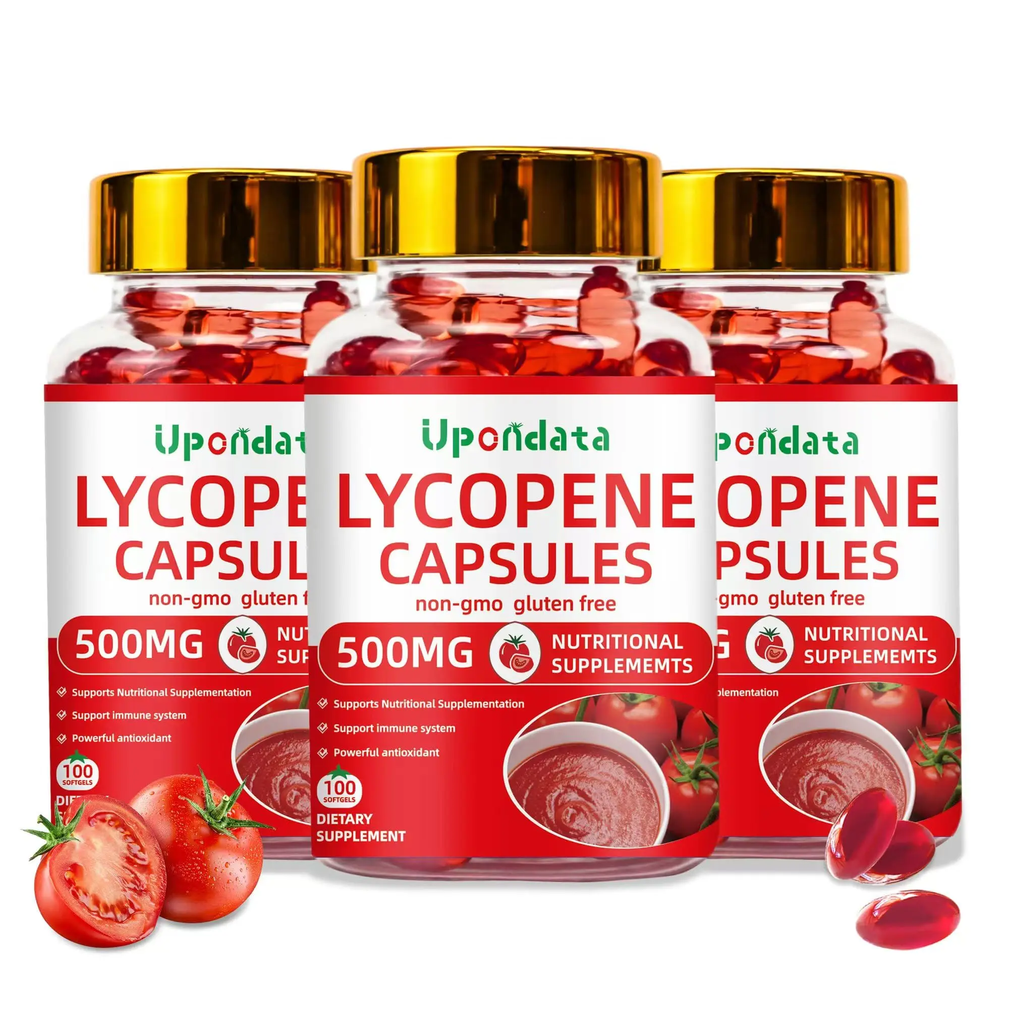 

Lycopene Capsules 500mg Natural Tomato Extract Supplement Prostate Health, Urinary Tract Health, Immunity 100 Softgels Non-GMO