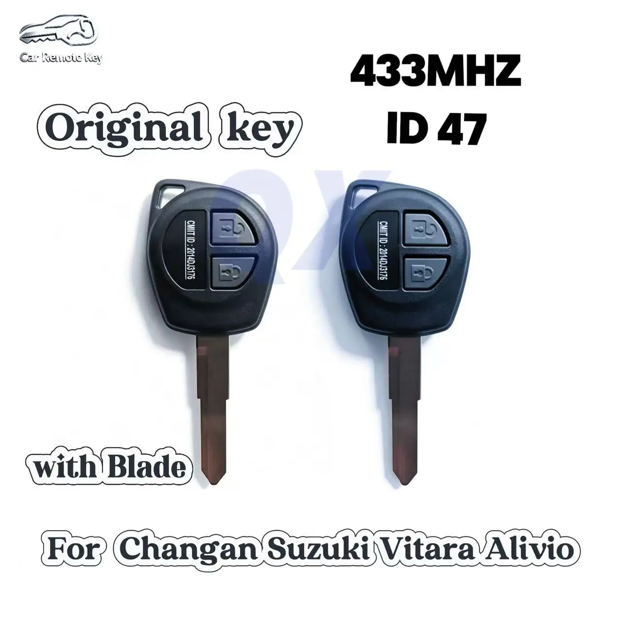 Original Straight Remote Car Key Compatible with Changan Suzuki Alivio, Vitara, ID47 Chip, 433MHz