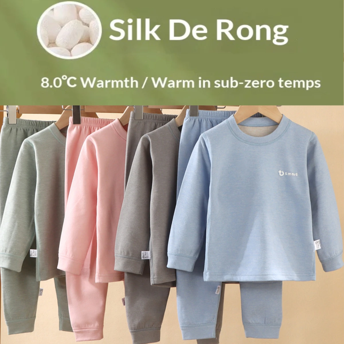 

Kids' Winter Pajamas Set Thick Warm 2-Side Wool & Silk Seamless Thermal Underwear Ultra Soft Non-Bone Nightwear for Boys Girls