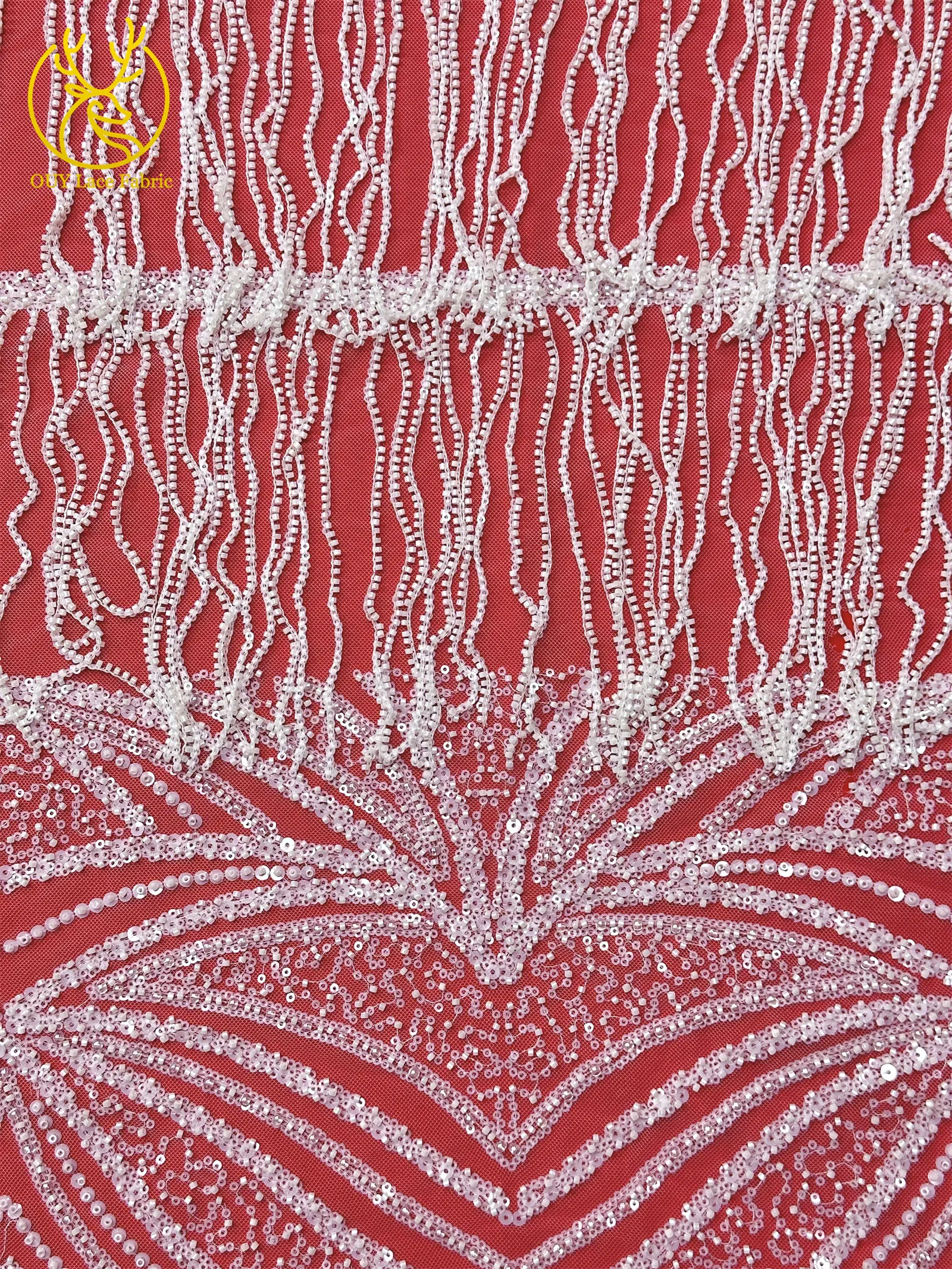 Königsblauer Afrikanischer 3D-Anhänger Perlenbesetzter Spitzenstoff 2026 Hochwertige Nigerianische Pailletten-Spitze für Brautkleider und Festkleider – Detail 11