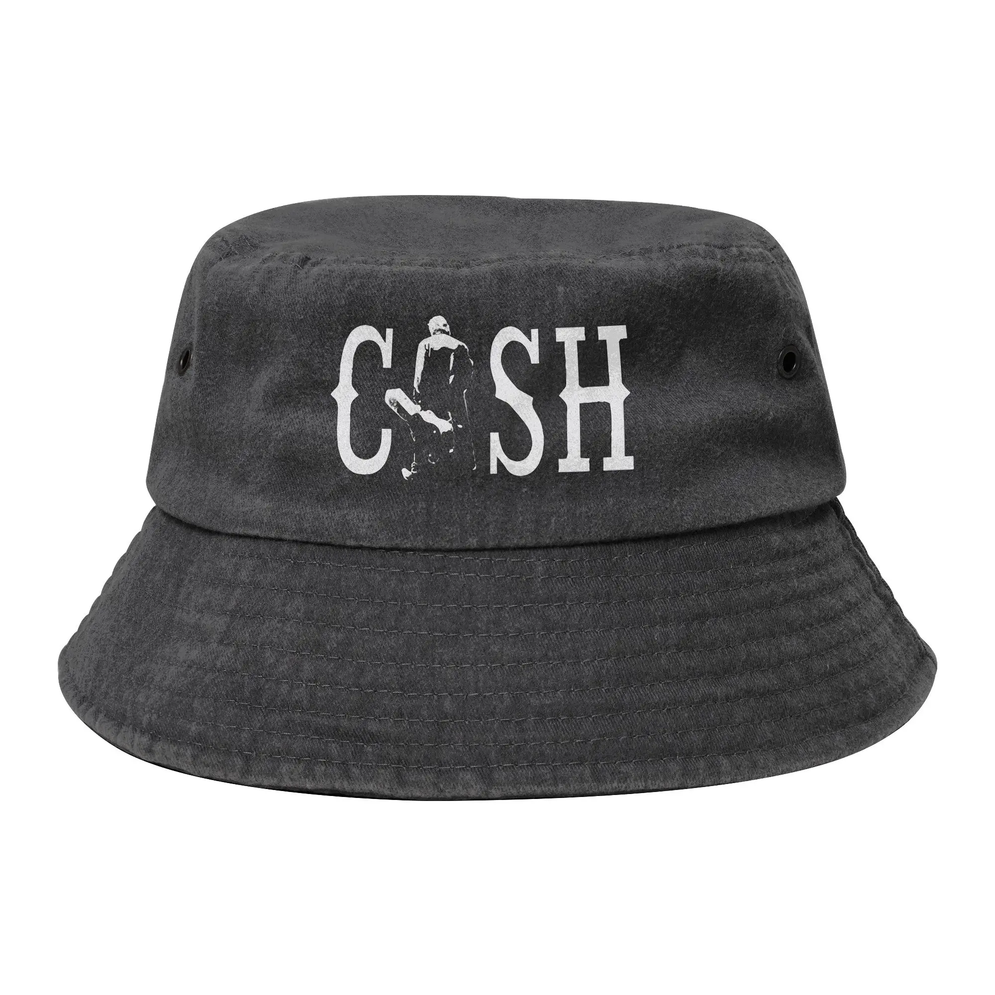 Walking Outside Bucket Hat Unisex Outdoor Johnny Cash Singer Distressed Cotton Fishing Hat Summer Beach Vacation Bob Hat