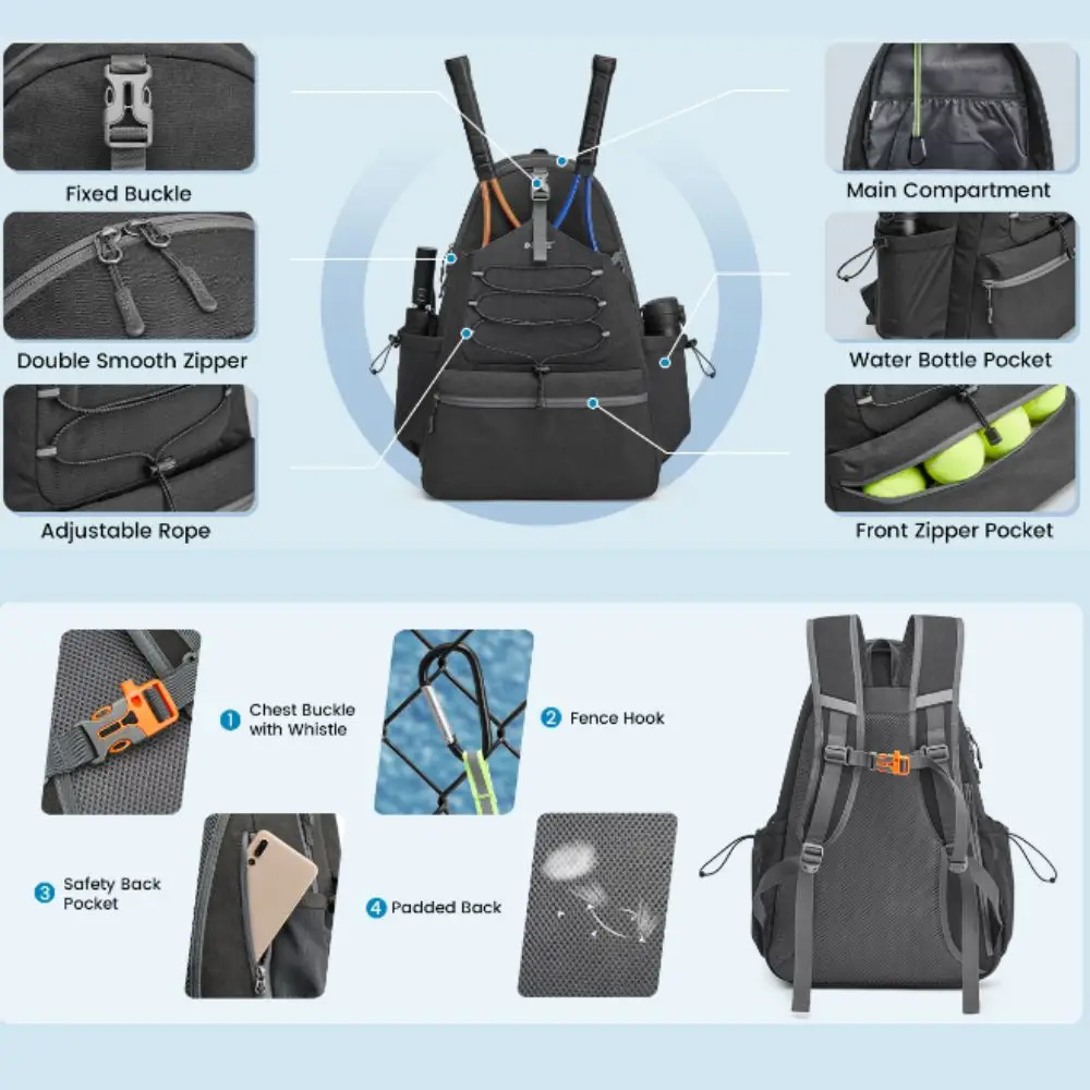 

Super Large Capacity Tennis Racket Bag Adjustable Waterproof Tennis Backpack Beauty Pure Color Sports Fitness Bag Gym